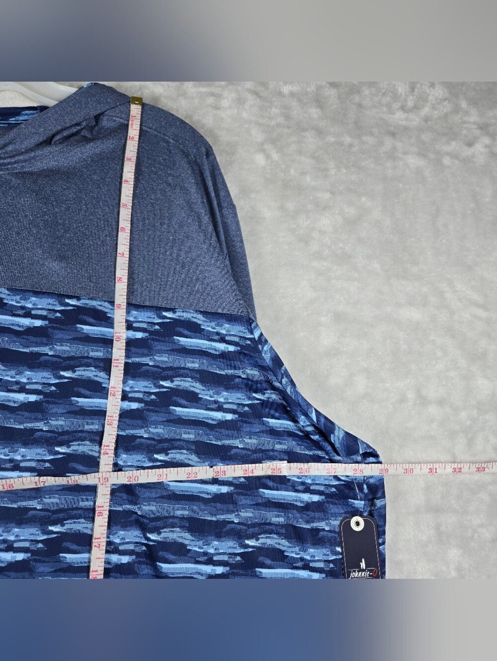 Johnnie-O Braden Mens XXXL 3XL Blue Graphic Performance Sun Hoodie JMHO1160 NWT - Picture 7 of 11